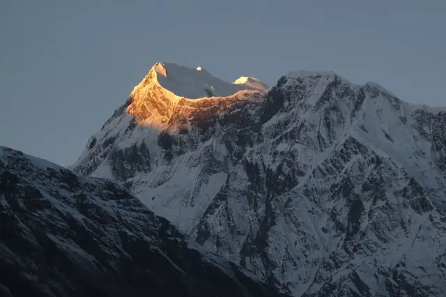 Annapurna ridge catching the last light at sunset